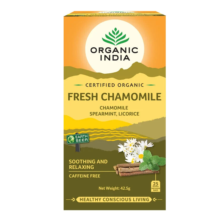 Organic India Fresh Chamomile 25 Tea Bags- Pack of 5